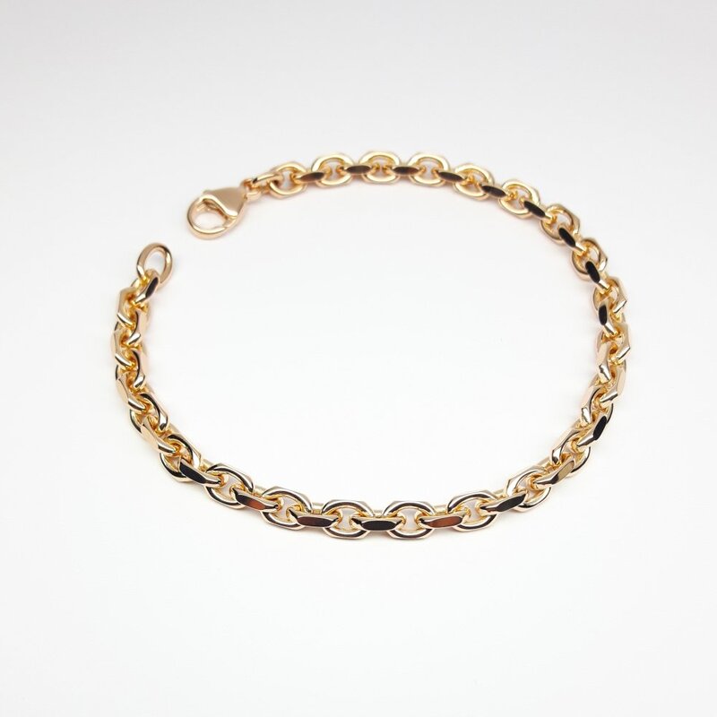 Bracelet forçat limé, or rouge 18kt massif 19,5cm Ø4mm.