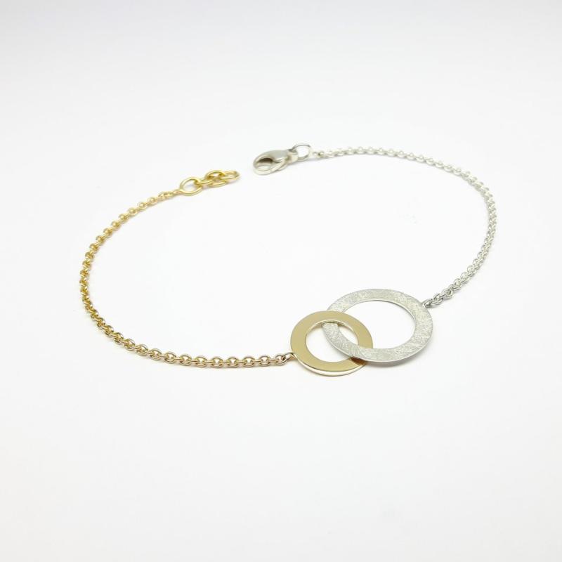 Bracelet en or jaune 18kt et argent 925/-.